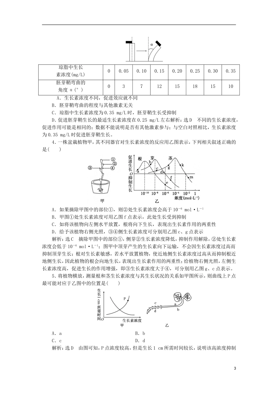 高中生物 小专题 大智慧 生长素生理作用的曲线分析学案 浙科版必修3-浙科版高一必修3生物学案_第3页