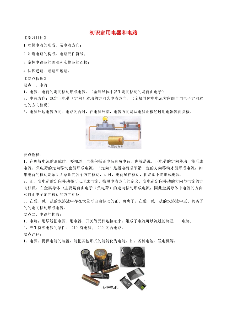 学年九年级物理上册 13.1 初识家用电器和电路学案 （新版）苏科版-（新版）苏科版初中九年级上册物理学案_第1页