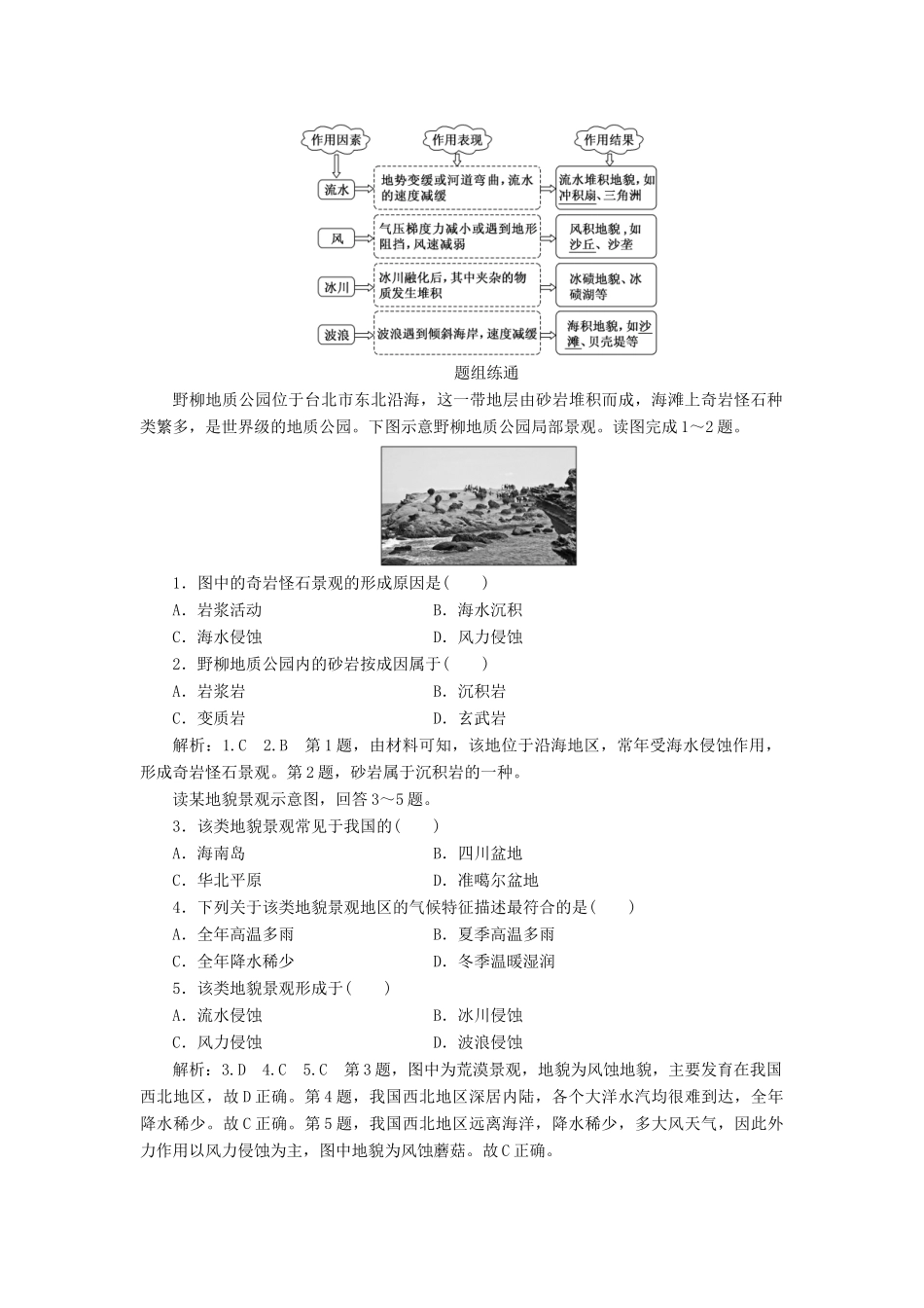 （新课改省份专用）版高考地理一轮复习 第一部分 自然地理 第四章 地表形态的塑造 第三讲 外力作用与地表形态学案（含解析）-人教版高三全册地理学案_第2页