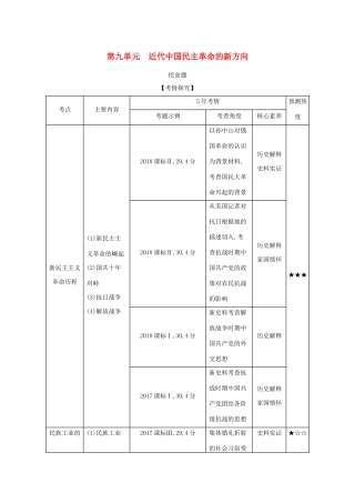 （课标版 A版）高考历史总复习 第九单元 近代中国民主革命的新方向学案（含解析）-人教版高三全册历史学案