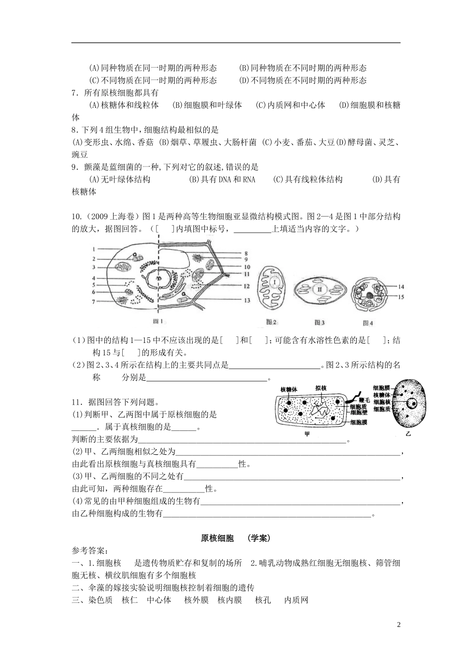 高中生物《原核细胞》学案2 浙教版必修1_第2页