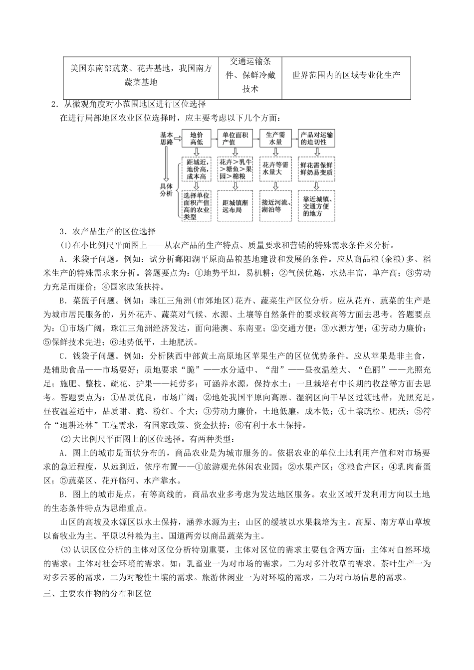 高考地理二轮复习微专题要素探究与设计 专题8.2 农业区位分析与布局学案-人教版高三全册地理学案_第3页