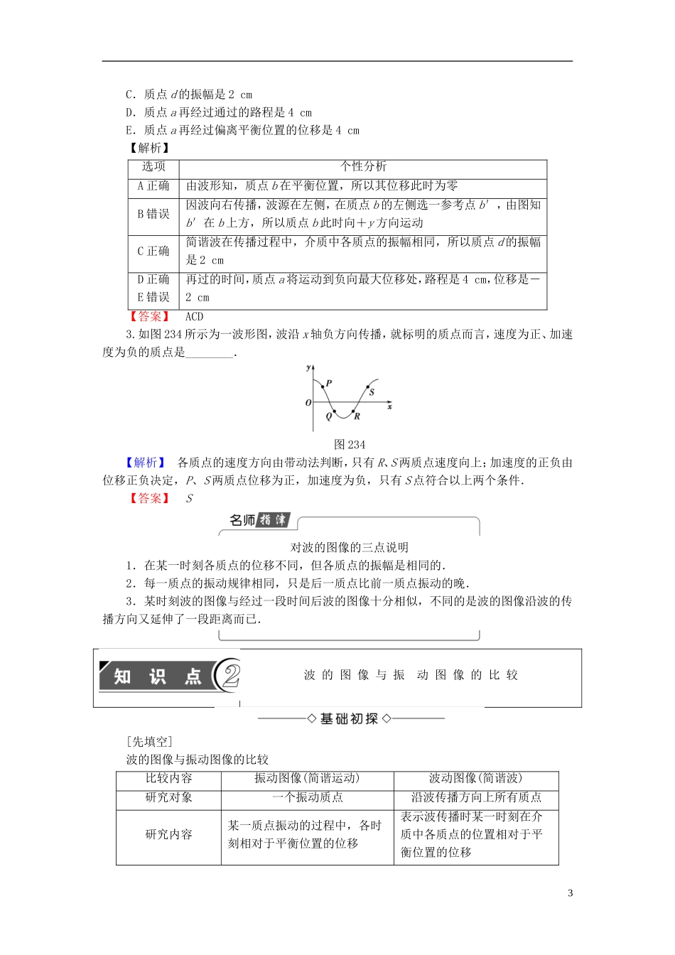 高中物理 第2章 机械波 3 波的图像教师用书 教科版选修3-4-教科版高二选修3-4物理学案_第3页