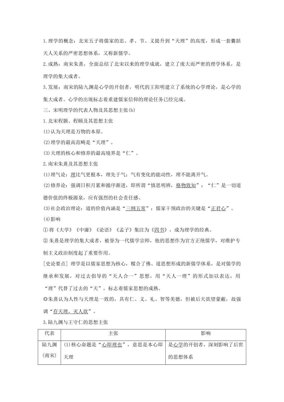 （浙江选考）高考历史一轮复习 专题十三 第30讲 宋明理学及明末清初的思想活跃局面学案-人教版高三全册历史学案_第2页