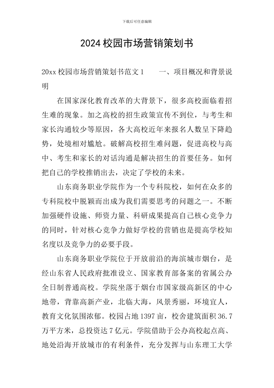 2024校园市场营销策划书_第1页