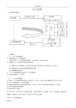 一元二次方程知识点的总结及典型习题