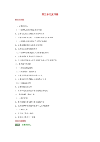 湖南省张家界市慈利县赵家岗土家族乡中学七年级政治上册 第五单元复习课 湘教版