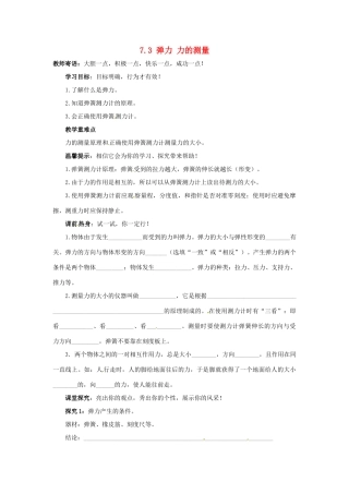 2013年八年级物理下册 7.3 弹力 力的测量导学案（无答案）（新版）教科版