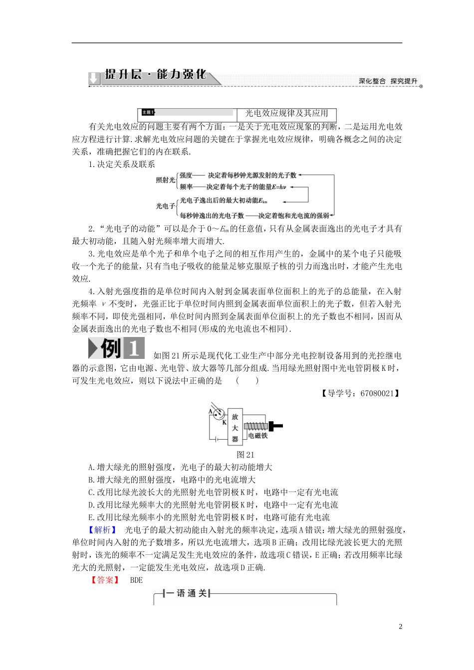高中物理 第2章 波和粒子章末分层突破教师用书 沪科版选修3-5-沪科版高二选修3-5物理学案_第2页