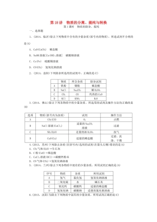 【聚焦中考】陕西省2015中考化学总复习 第一轮课时训练 第18讲 物质的分离、提纯与转换