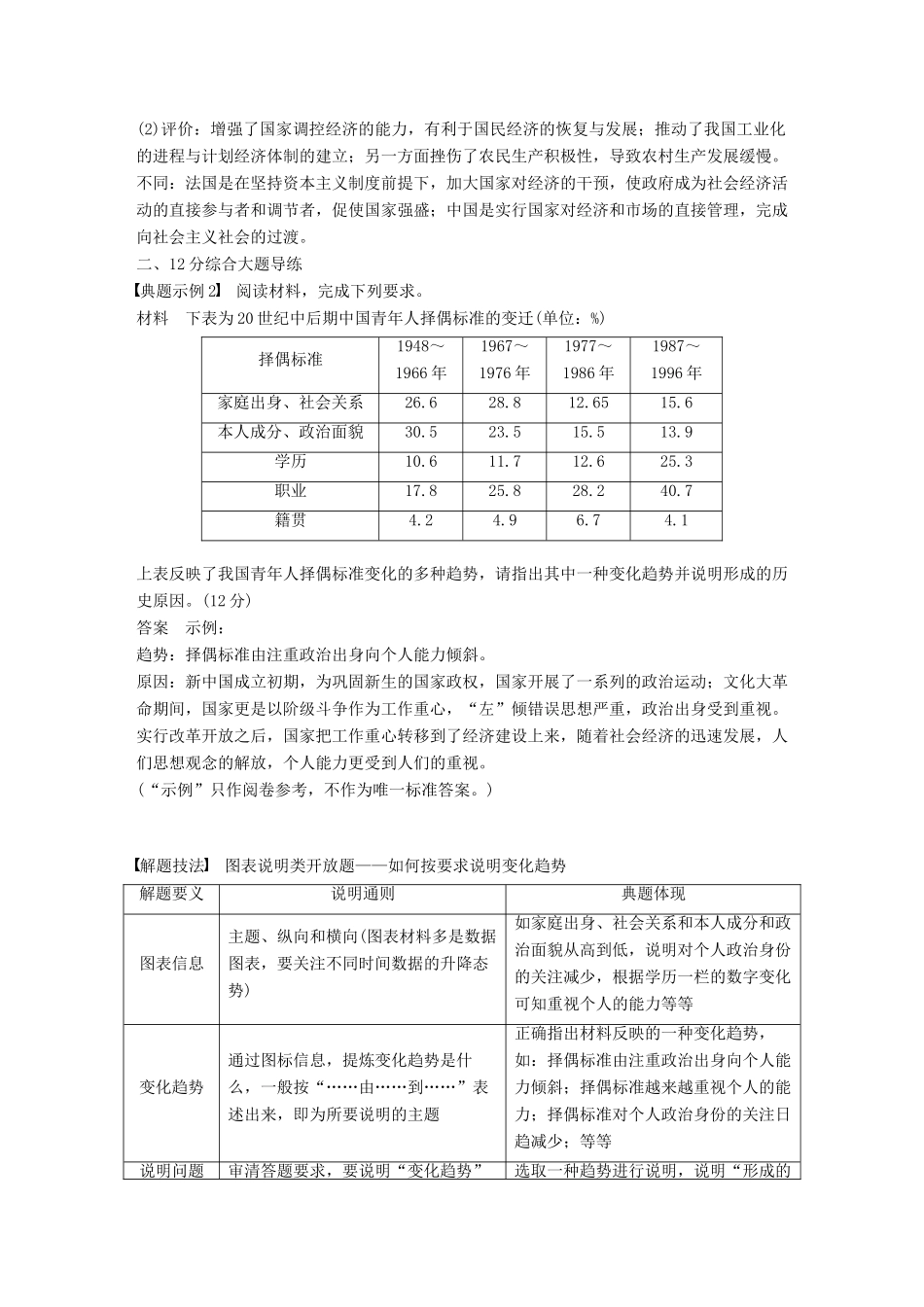 （全国版）高考历史总复习 板块三 现代世界与中国 板块综合提升 主题3 大题高分的最佳方法——“具体问题具体分析”学案-人教版高三全册历史学案_第3页