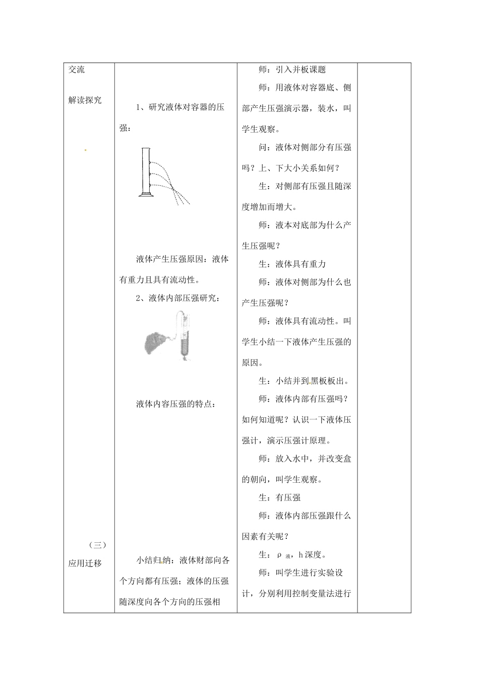 2014年春八年级物理下册 10.2 液体的压强教案二 苏科版_第2页