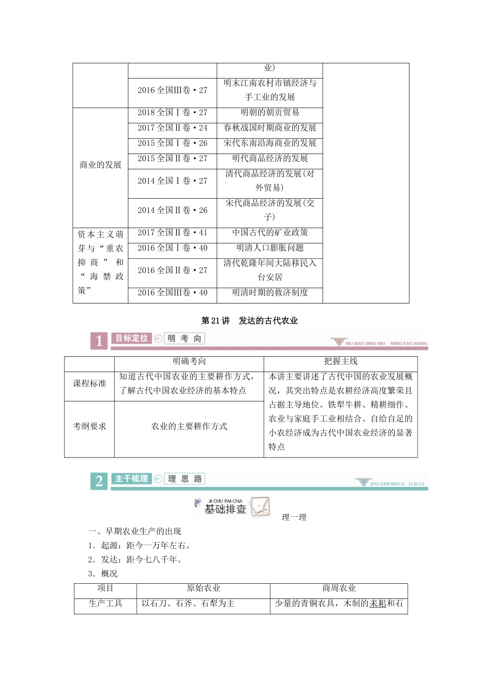 案）高考历史一轮总复习 第六单元 古代中国经济的基本结构与特点 21 发达的古代农业学案（含解析）-人教版高三全册历史学案_第2页