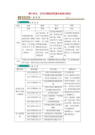 案）高考历史一轮总复习 第六单元 古代中国经济的基本结构与特点 21 发达的古代农业学案（含解析）-人教版高三全册历史学案