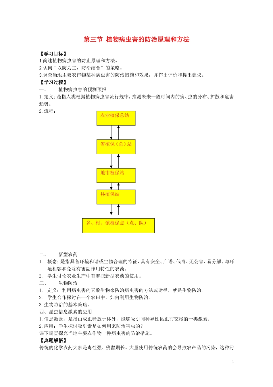 高中生物《植物病虫害的防治原理和方法》学案1 新人教版选修2_第1页