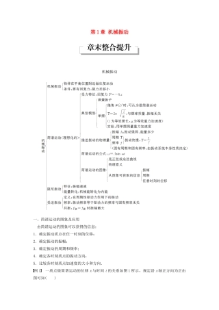 高中物理 第1章 机械振动章末整合提升学案 鲁科版选修3-4-鲁科版高二选修3-4物理学案