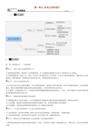 春中考政治 考点梳理复习 八下 第一单元 权利义务伴我行学案 新人教版-新人教版初中九年级全册政治学案