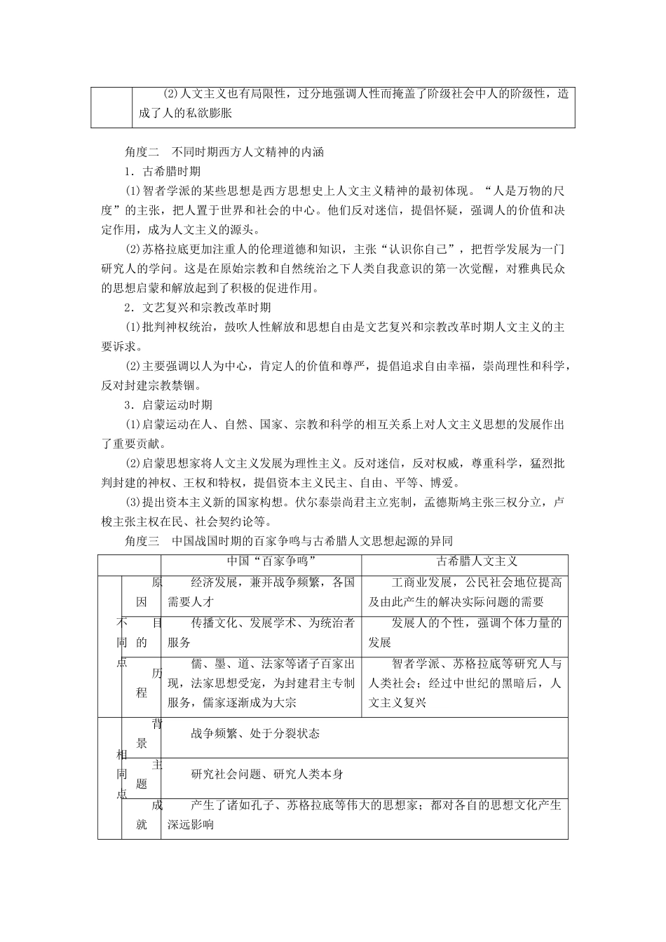 （全国通用版）高考历史大一轮复习 第十三单元 西方人文精神的起源及其发展 高考必考题突破讲座13 西方人文精神的发展历程学案-人教版高三全册历史学案_第2页