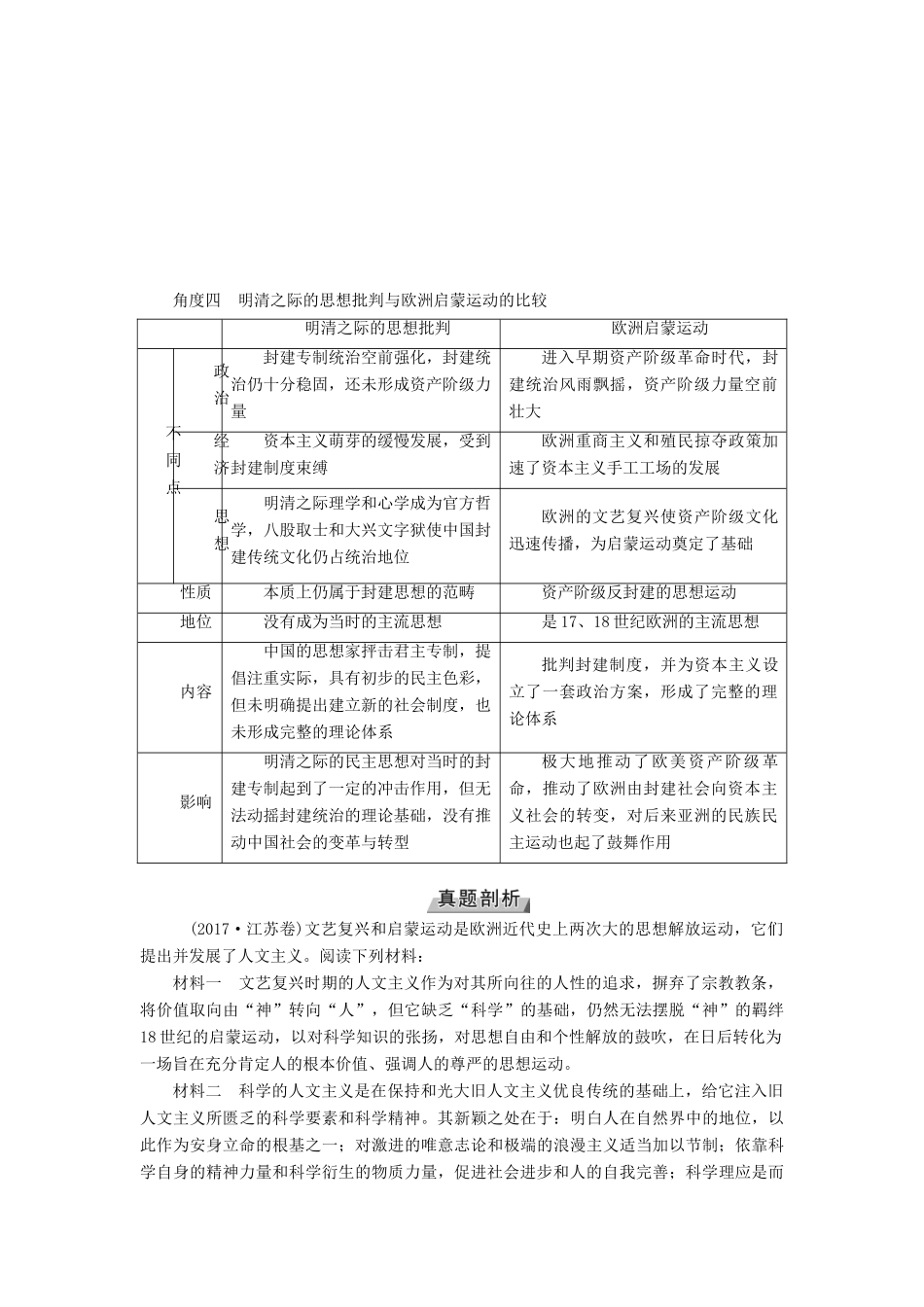 （全国通用版）高考历史大一轮复习 第十三单元 西方人文精神的起源及其发展 高考必考题突破讲座13 西方人文精神的发展历程学案-人教版高三全册历史学案_第3页