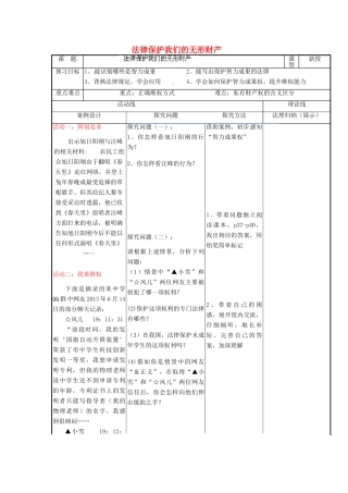山东省临淄外国语实验学校八年级政治上册 法律保护我们的无形财产导学案（无答案） 鲁教版
