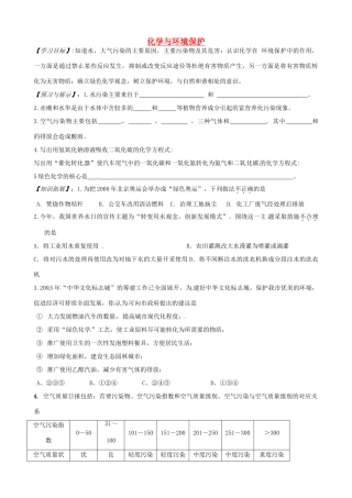 山东省枣庄是台儿庄区涧头二中九年级化学 第九章 9.4化学与环境保护学案 鲁教版