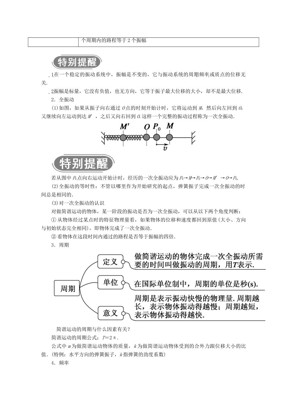 高中物理 第十一章 机械振动 2 简谐运动的描述学案 新人教版选修3-4-新人教版高二选修3-4物理学案_第3页