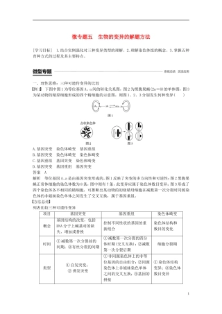 高中生物 第四章 生物的变异 微专题五 生物的变异的解题方法学案 浙科版必修2-浙科版高一必修2生物学案