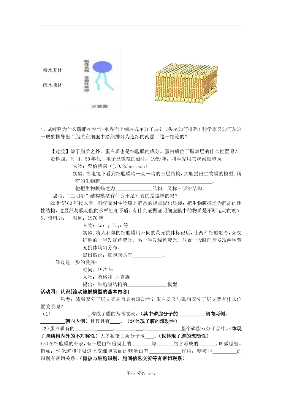 高中生物：4.2《生物膜的流动镶嵌模型》学案（3）（新人教版必修1）_第2页