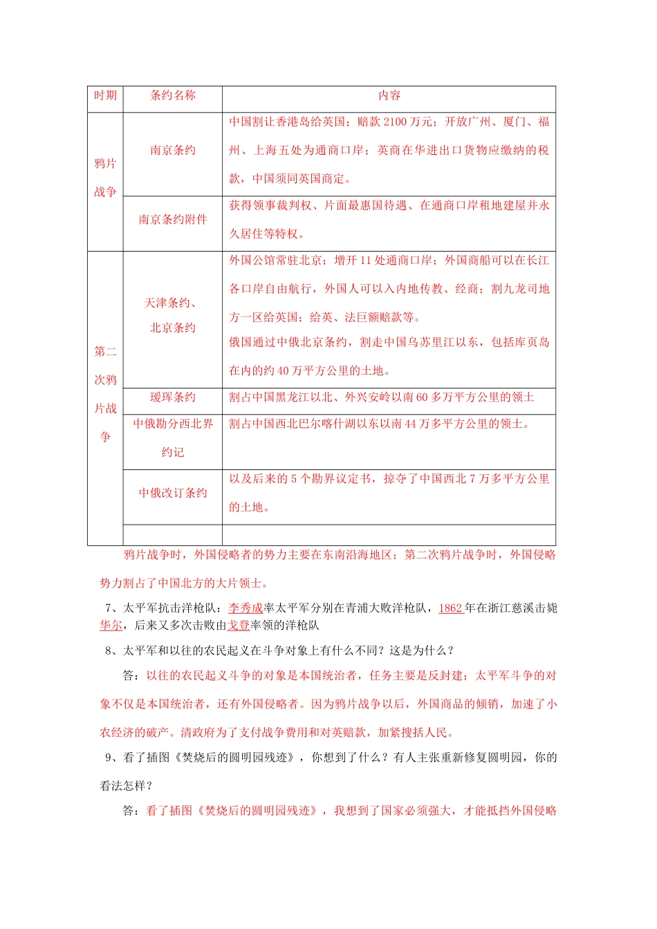 湖北省云梦县隔蒲祥山中学八年级历史上册 2火烧圆明园和太平军抗击洋枪队导学案 岳麓版_第2页