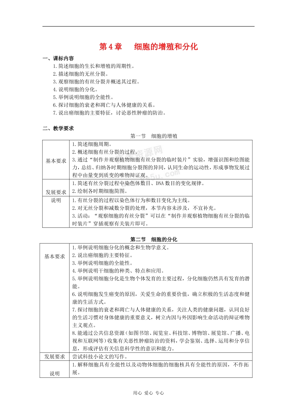 高中生物：第4章《细胞的增殖与分化》学案（2）（浙科版必修1）_第1页