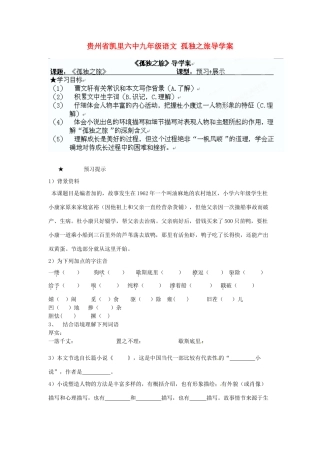 贵州省凯里六中九年级语文 孤独之旅导学案