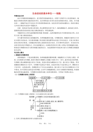 高中生物《生命活动的基本单位—细胞》学案7 苏教版必修1