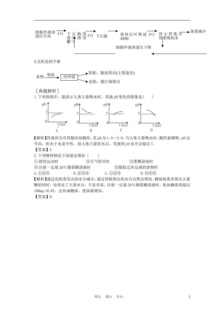 高中生物 水盐调节 学案1 中图版必修3_第2页