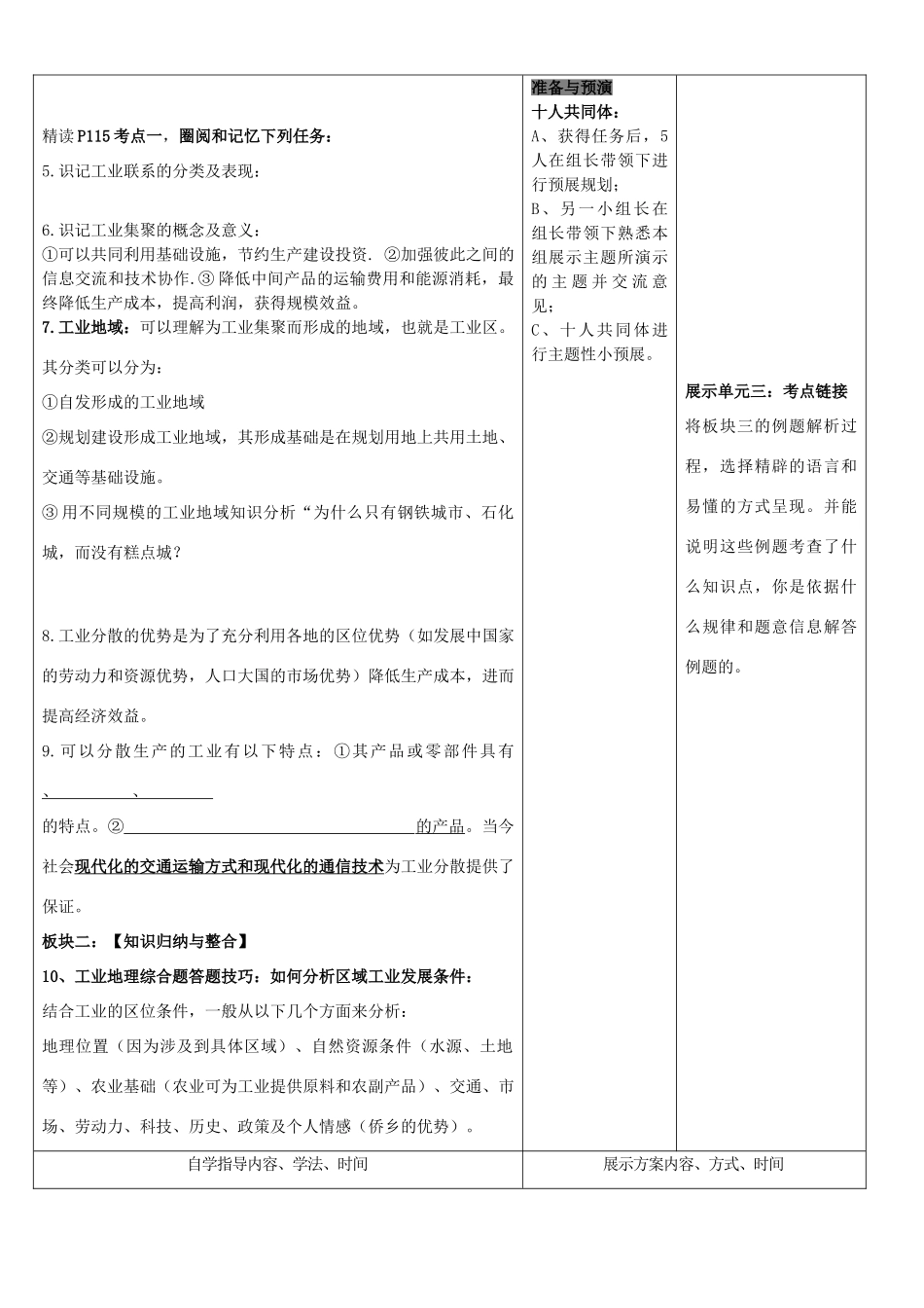 安徽省铜陵市铜都双语学校高三地理 工业区位条件和工业地域复习学案_第2页