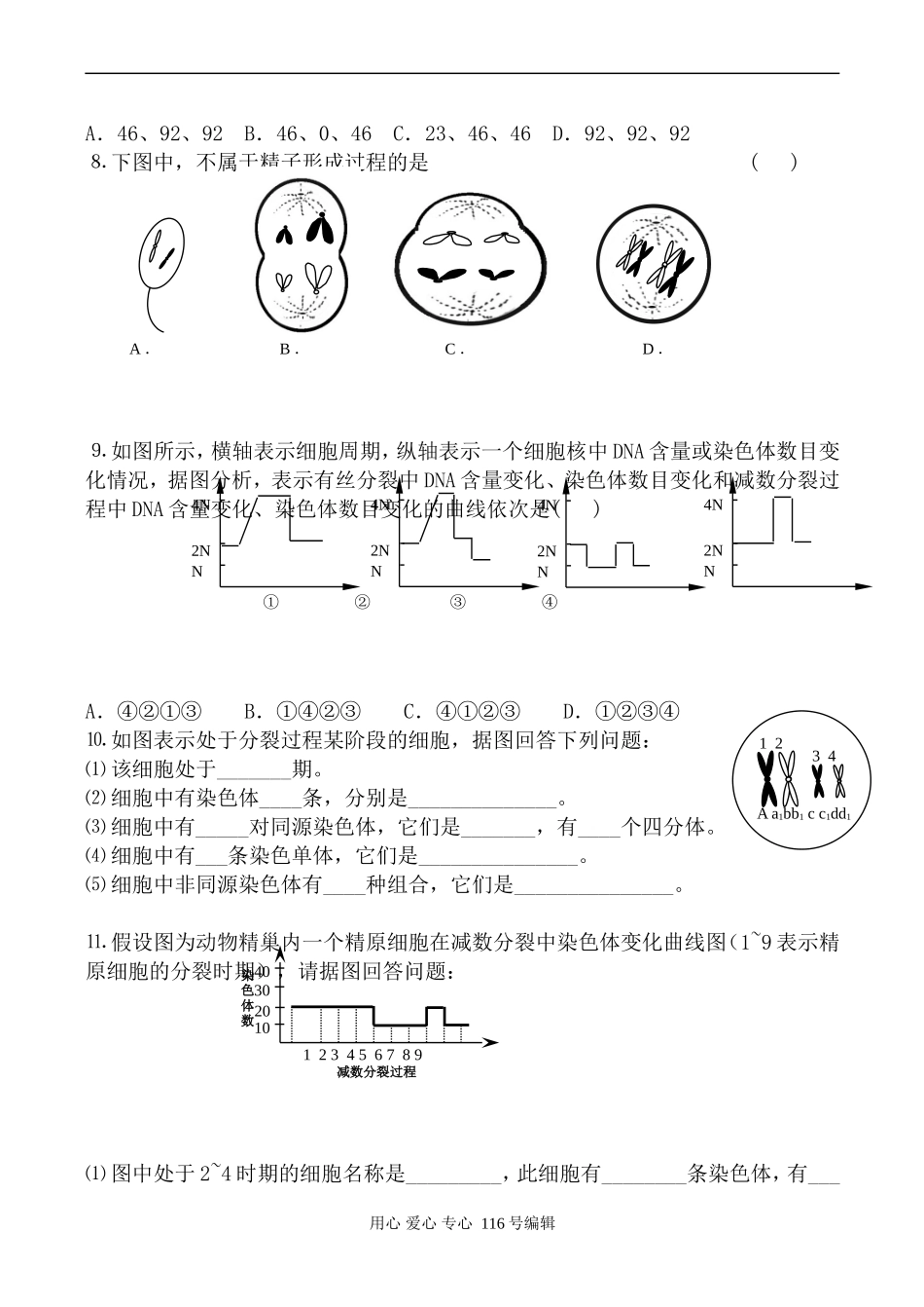 高中生物人教版必修2减数分裂和受精作用--减数分裂 学案_第3页