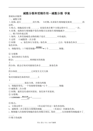 高中生物人教版必修2减数分裂和受精作用--减数分裂 学案