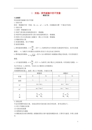 高中物理 第十六章 动量守恒定律 1 实验：探究碰撞中的不变量课堂互动学案 新人教版选修3-5-新人教版高二选修3-5物理学案
