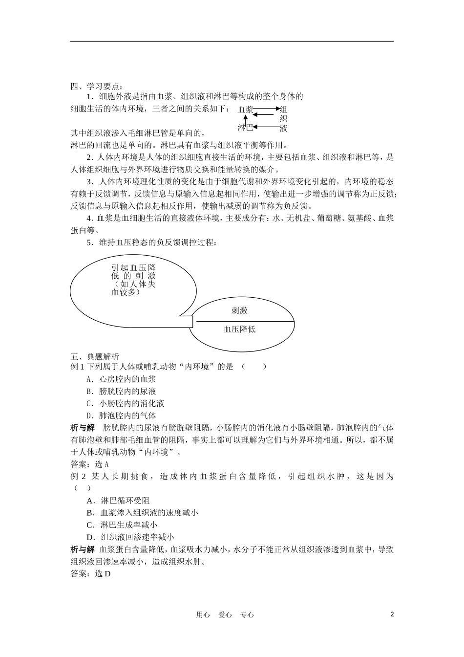 高中生物《人体的稳态》学案3 苏教版必修3_第2页