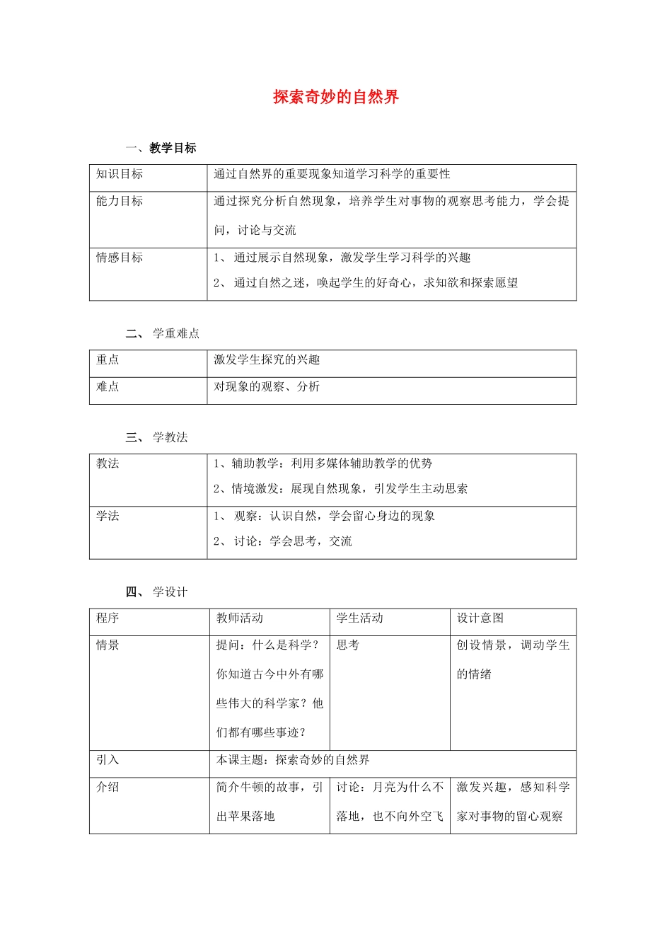 七年级科学上册 第零章第1节第1课时 探索奇妙的自然界 华东师大版_第1页