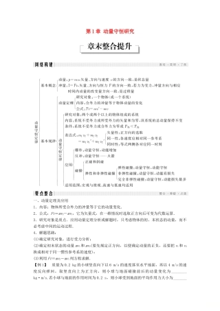 高中物理 第1章 动量守恒研究章末整合提升学案 鲁科版选修3-5-鲁科版高二选修3-5物理学案