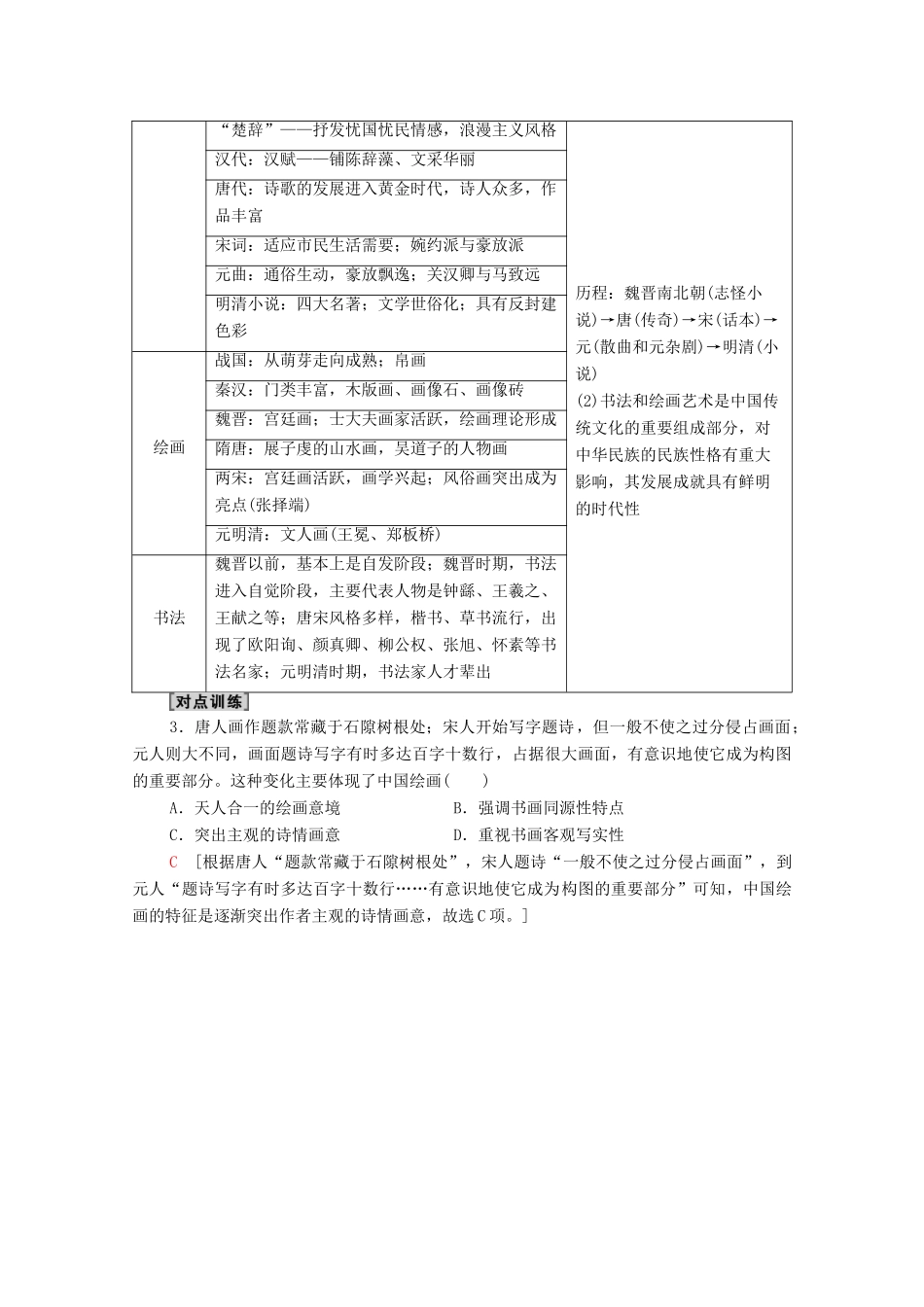 （统考版）高考历史二轮复习 第二篇 考前回扣 巩固保分 第四辑 专题回扣保温 紧扣必备知识 板块1 专题3 传承—传统文化的继承与发展学案（含解析）-人教版高三全册历史学案_第3页