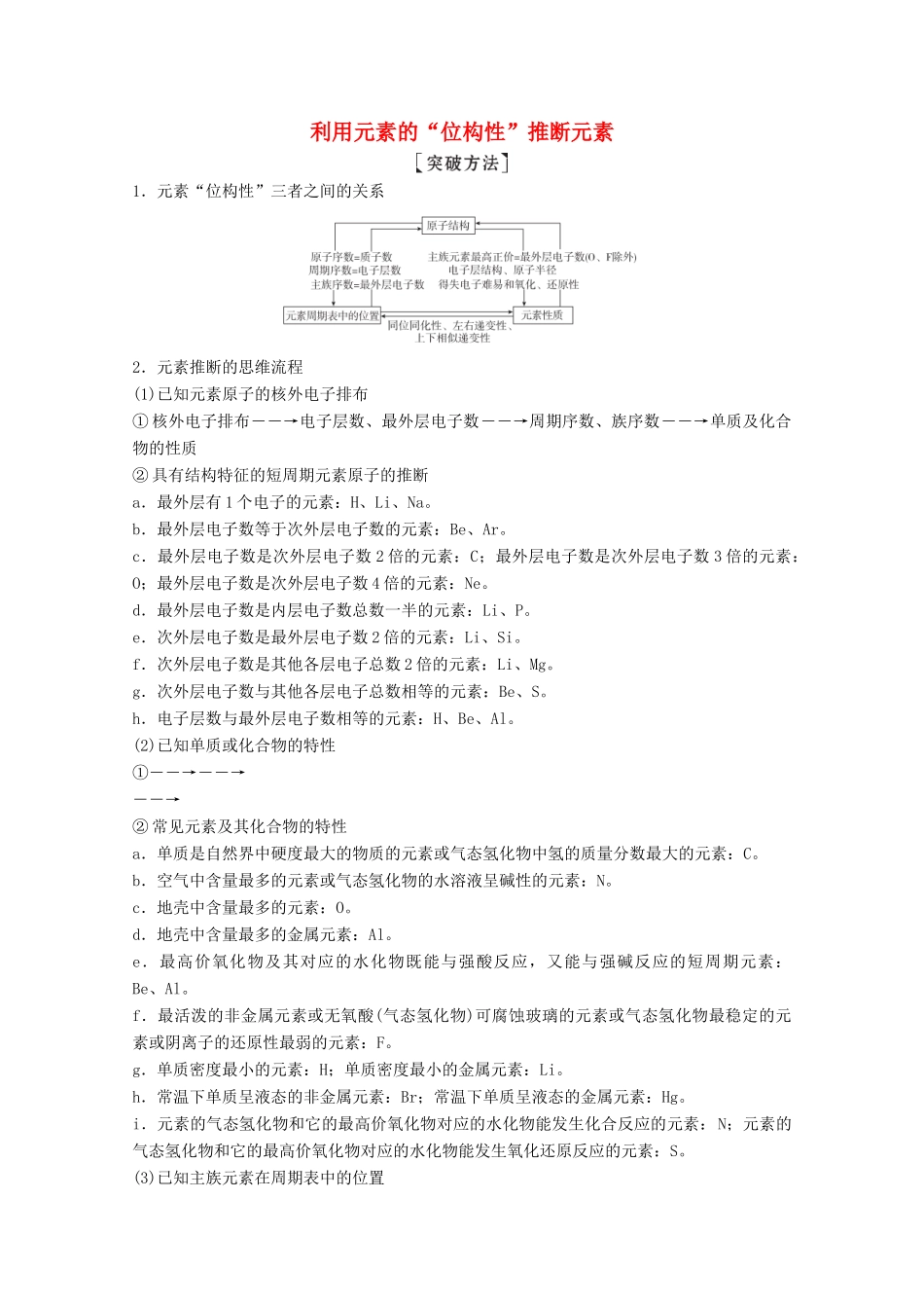 （全国通用）高考化学一轮复习 第5章 物质结构 元素周期律 热点专题突破3 利用元素的“位-构-性”推断元素学案-人教版高三全册化学学案_第1页