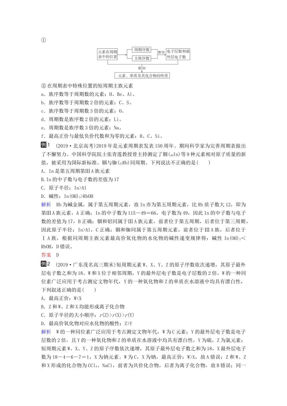 （全国通用）高考化学一轮复习 第5章 物质结构 元素周期律 热点专题突破3 利用元素的“位-构-性”推断元素学案-人教版高三全册化学学案_第2页