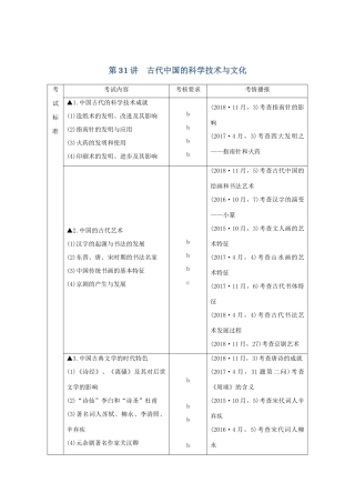 （浙江选考）高考历史一轮复习 专题十三 第31讲 古代中国的科学技术与文化学案-人教版高三全册历史学案