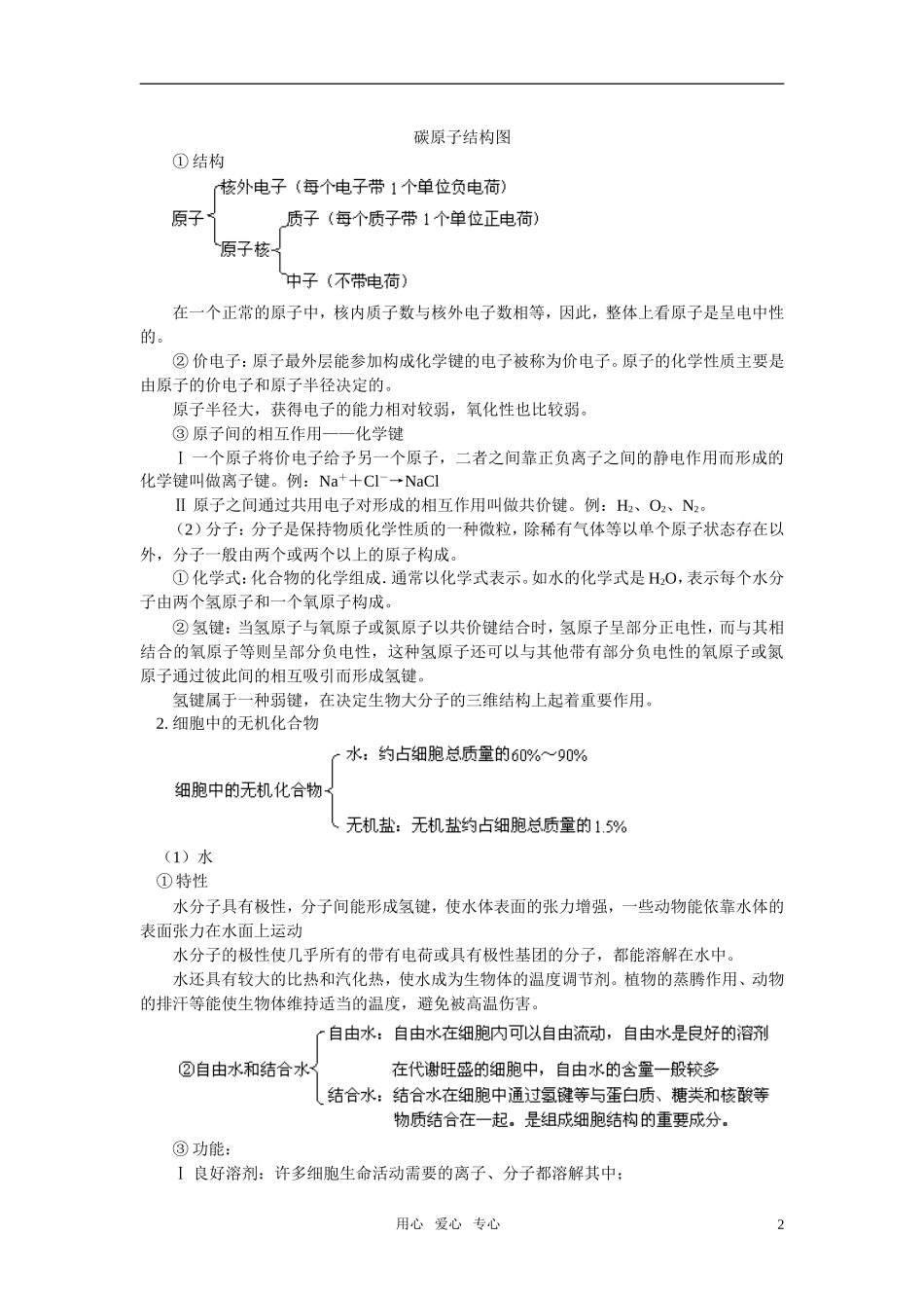 高中生物《细胞的化学组成》学案5 中图版必修1_第2页