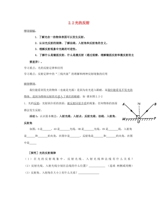 八年级物理上册 2.1.2 光的反射导学案（无答案）人教新课标版
