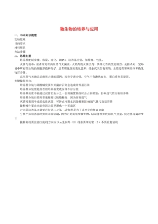 高中生物：专题2《微生物的培养与应用》学案新人教版选修1