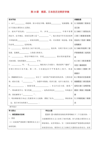 九年级历史上册 6.19《俄国、日本的历史转折》学案 人教新课标版