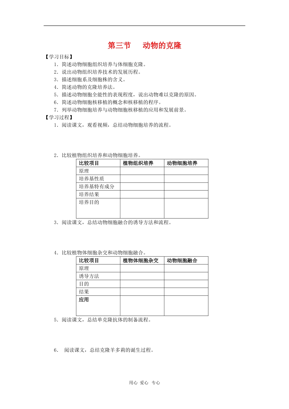 高中生物：2.3《动物的克隆》学案导学（浙科版选修3）_第1页