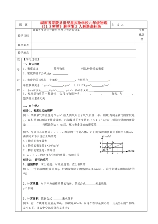 湖南省茶陵县世纪星实验学校九年级物理《11.3密度》教学案2 人教新课标版